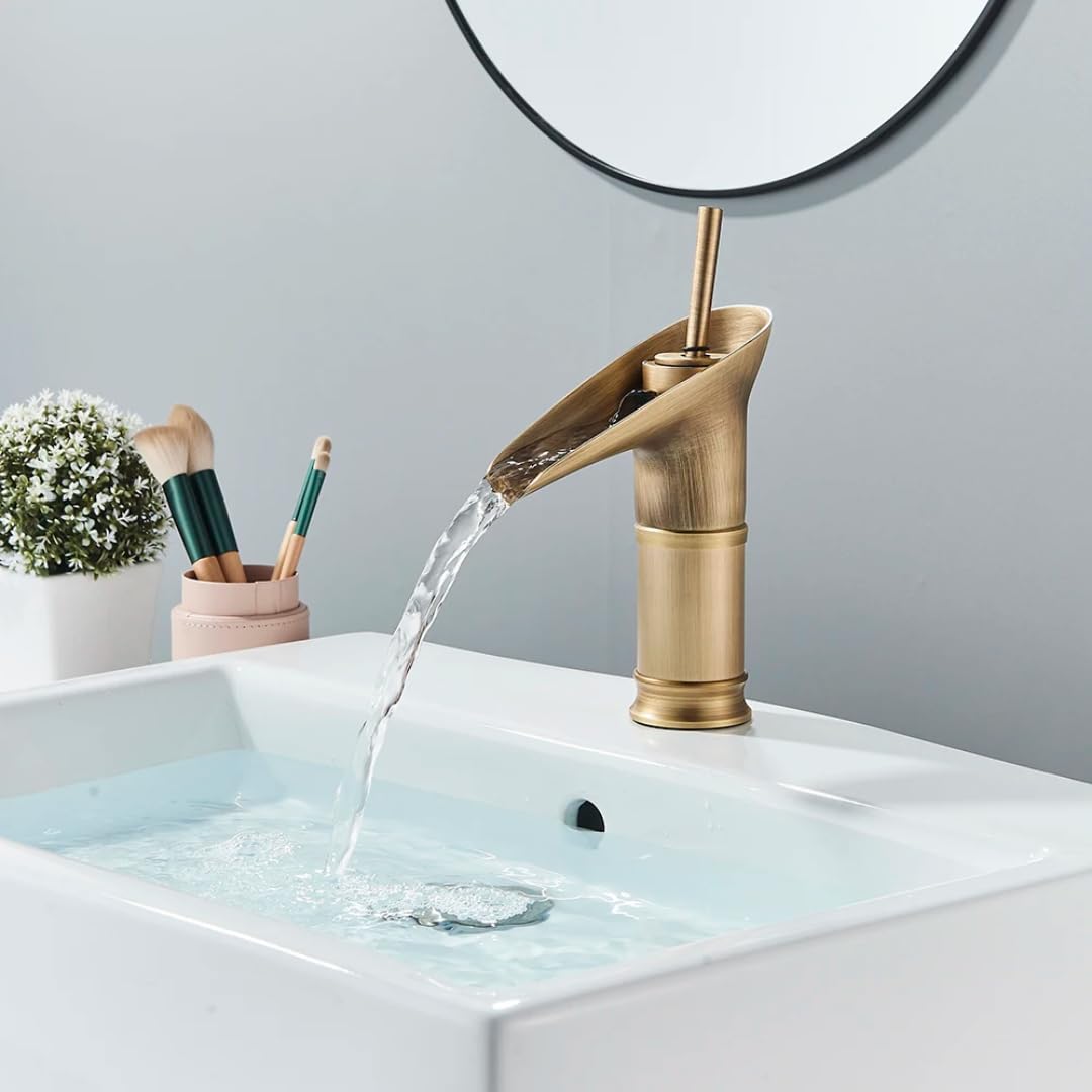 Grifo para lavabo monomando bajo, mezclador de agua fría y caliente sobre cubierta