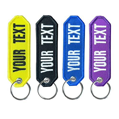 mvcen Custom Keychain, Personalized Key Tag Embroidery Car Keychain 1 Piece Double Sided Customized Key Ring Accessories for Gift, Motorcycles, Backpack