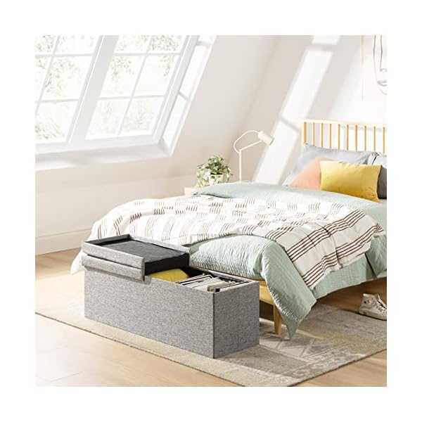 Otto & Ben 45" Storage Ottoman with SMART LIFT Top, Upholstered Tufted
