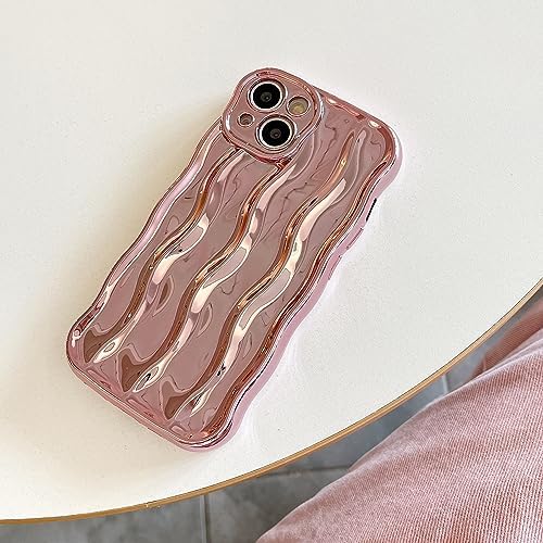 wahhle Water Ripple Pattern Curly Wave Frame Soft Cute Phone Case Cover for Men Women Girls(iPhone 11 Pro Max,Rose Gold) - 1