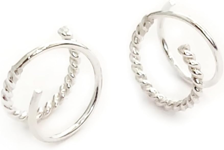 Rope Twist Huggie Hoop Earrings for Women, Double Hoops for Single Piercing, Sterling Silver or Gold Earrings, Gifts for Women Backless Hypoallergenic
