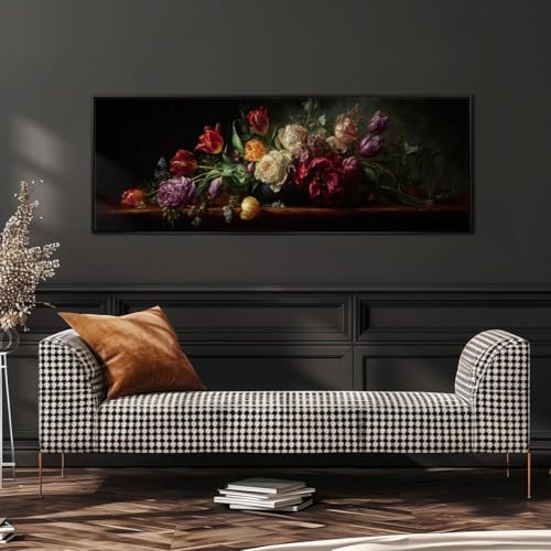 Tableau vintage nature morte florale pour habiller un mur étroit