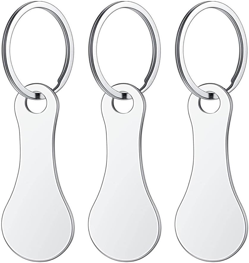 – DAZISEN 3-Piece Shopping Trolley Tokens - Stainless Steel Universal Shopping Cart Coins with Key Ring