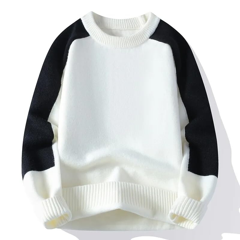 Autumn Winter Casual O-Neck Sweater Men Knitted Patchwork Pullovers Mens Pullover Knit Sweater Tops2