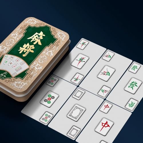 Juego de Cartas Mahjong Portátil con 144 Fichas miniatura 3