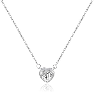 SLUYNZ 925 Sterling Silver CZ Love Choker Necklace for Women Teens Sweet Heart Pendant Necklace for Her Birthday Anniversary
