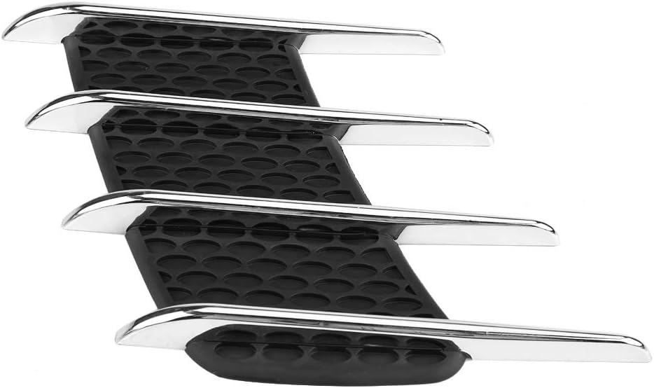 Car Hood Side Air Intake Vent Trim Sticker, ABS & Soft Rubber Material Chrome Plated for Universal Decoration, Easy Installation