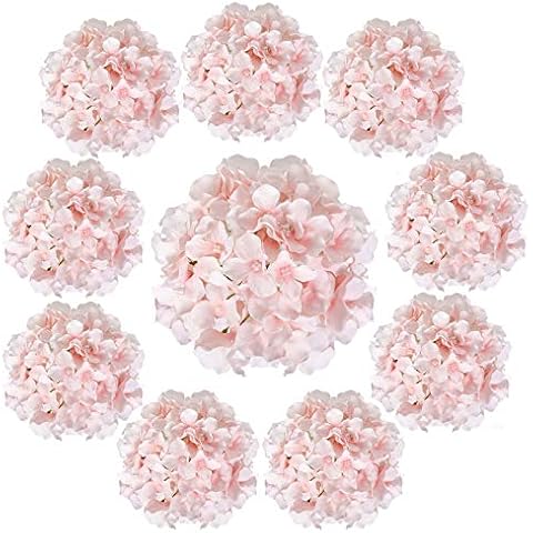 Cotemdery Artificial Hydrangea Flower 10 Pack Silk Hydrangea Flowers Heads with Stem for Floral Arrangements Table Centerpiece Decoration Wedding Home Decor-Light Pink Cover