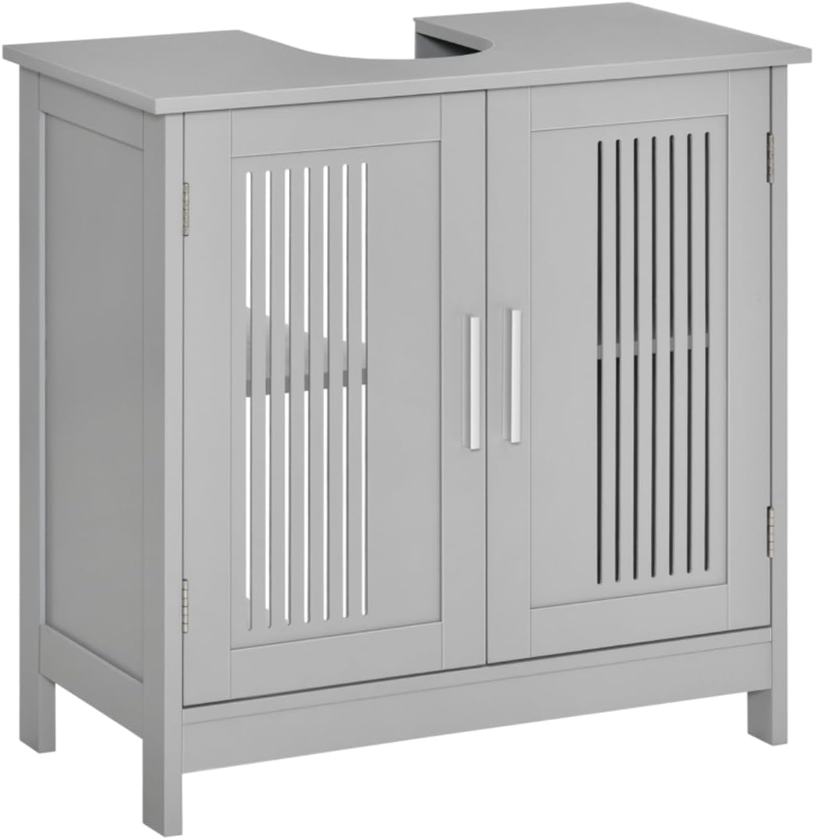 23.5" Gray Under Sink Bathroom Cabinet, Pedestal Sink Storage Cabinet with U-Shaped Cutout, Adjustable Shelf & Double Doors, MDF Bathroom Organizer for Toiletries, Cleaning Supplies