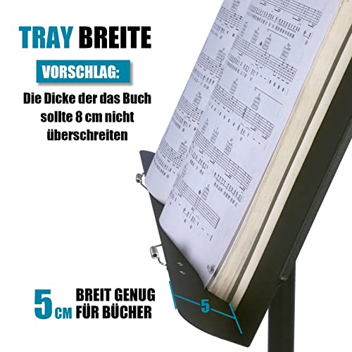 GLEAM Notenständer - Zweifachnutzung Tischbuchständer aus Metall mit Tragetasche, Mappe und Klammer 5 in 1