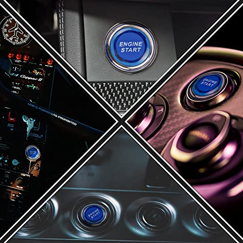 Rvboatpat Push Button Starter Switch 12V 50A Engine Start Button 12 Volt 50 Amp Push To Start Ignition Kit Blue Led For Marine Vehicle Racing Car Truck Rv #TOP5