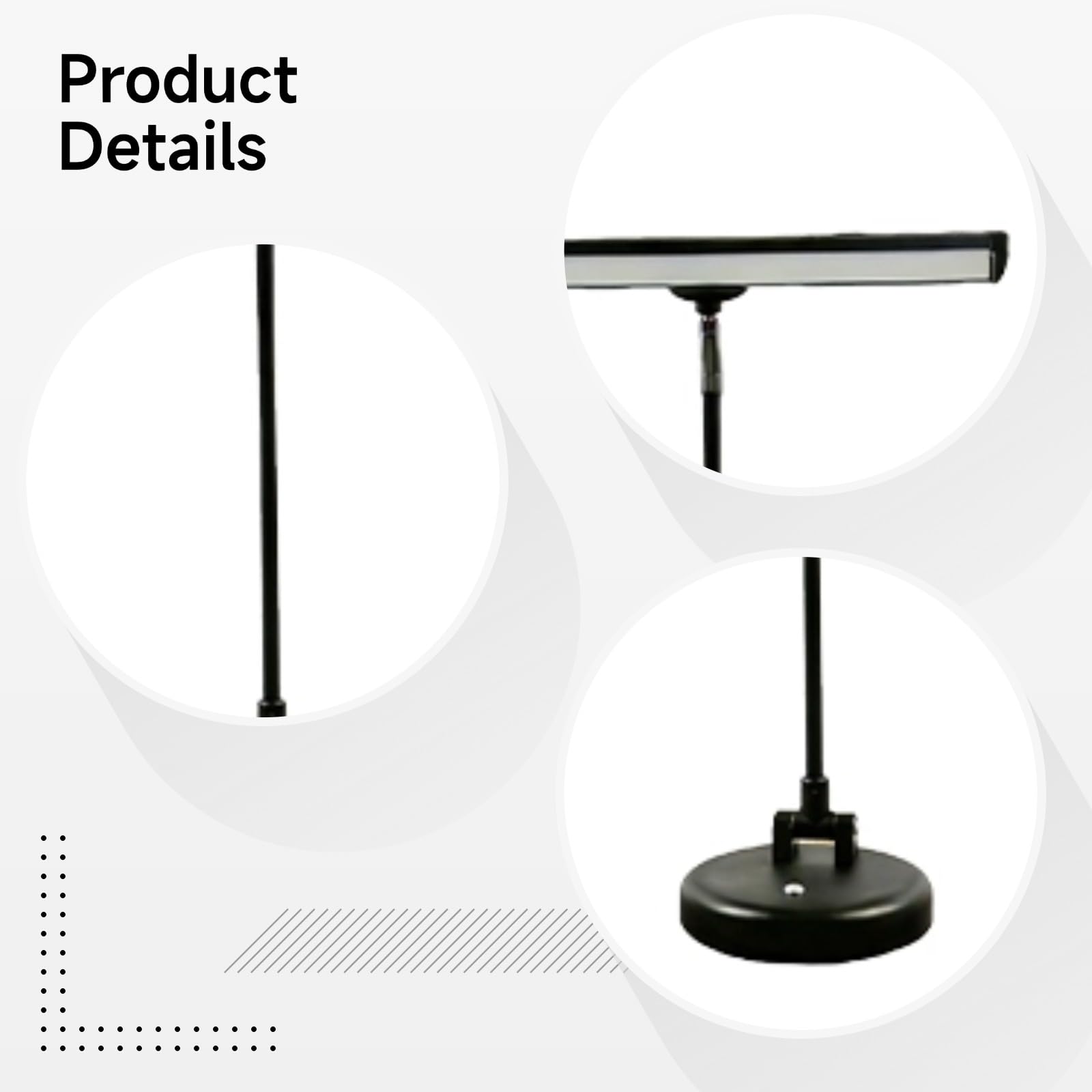 Generisch Lampada a LED per pianoforte verticale, 10 W, alta luminosità, dimmerabile, 3 temperature di colore, delicata per gli occhi, lampada da tavolo in metallo nero per spartiti, cavo da 1,8 m
