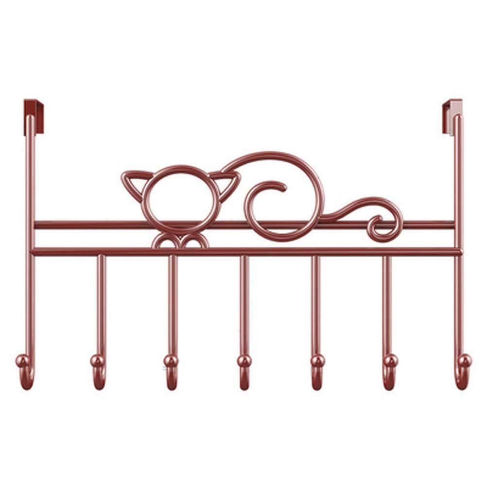 ISCBAFYX Appendiabiti a 7 Ganci sopra la Porta Appendiabiti in Ferro Arte Borsa Vestiti Chiave Sciarpa appesa Bagno Cucina Decorazione della Porta sul Retro della casa/marrone/22 * 41,7 cm