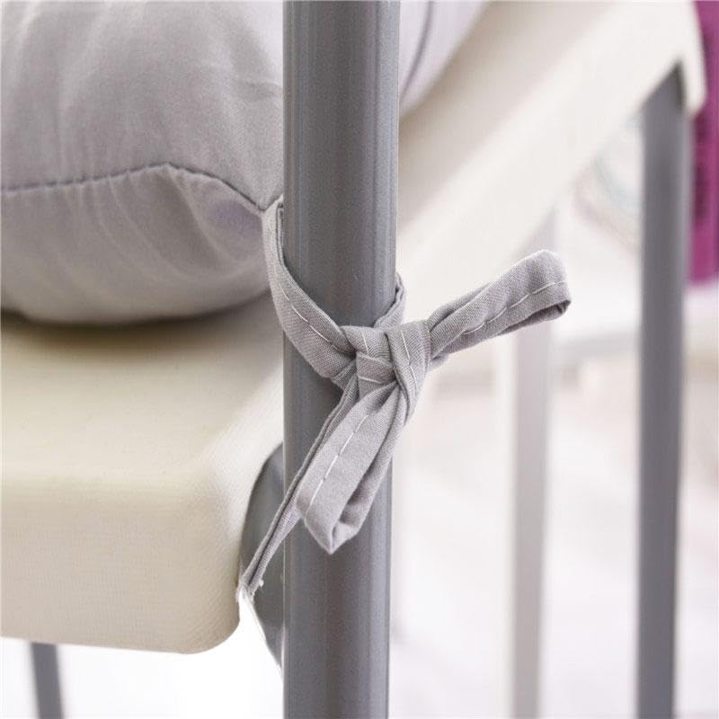 Image of Wakewell Soft Chair Pad with Ties | Square Padded Chair Pad Cushion for Dining Chair, Kitchen & Office | Washable Microfibre Chair Pad for Home Seating (2, Grey)