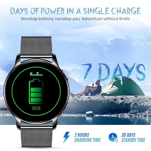 Image of PunnkFunnk Active 2 Smartwatch, 1.39 inch HD Round Display, Bluetooth Calling, Heart Rate & SPO₂, 100+ Sports Modes, IP67, Long Battery Life for Men & Women (Millanese Black)