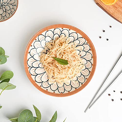Image of Porcelain Bowls and Plates Dinnerware Set, Japanese Style Set of Bowls and Plate with Gift Box, Assorted Dinner Serving Set for Cereal, Soup, Pasta, Oatmeal, Salad, Rice (4 Bowl + 2 Plate)
