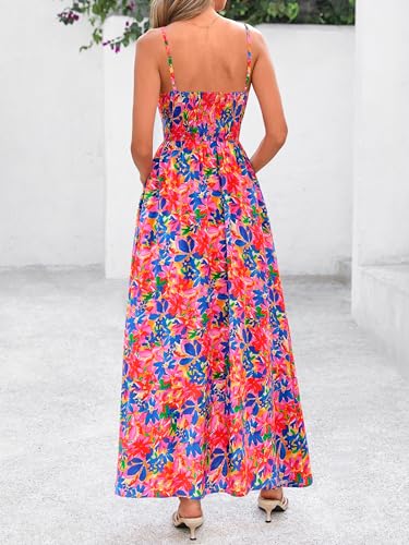Image of PRETTYGARDEN Women Summer Maxi Dresses 2026 Spaghetti Strap Boho Floral Striped Wedding Guest Beach Vacation Flowy Long Dress