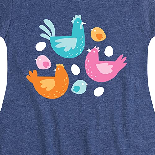 Instant Message - Colorful Chickens - Toddler & Youth Girls Fit & Flare Dress - Size 2T3