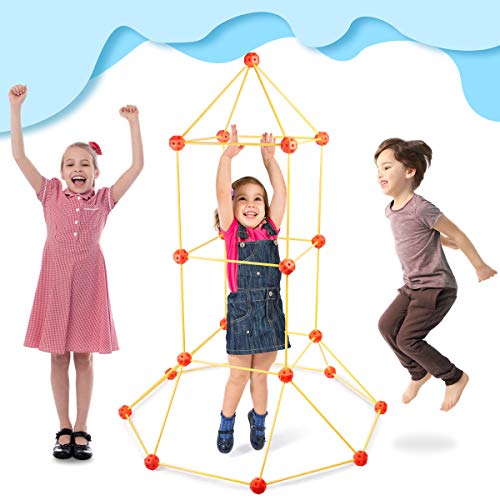 Lydaz Fort Building Kit for Kids, Construction Fort Builder DIY Set Build Castles Tunnels Play Tent Rocket Tower, 69 Pcs STEM Building Toys Indoor Outdoor Gifts for 5 6 7 8 Years Old Boys and Girls