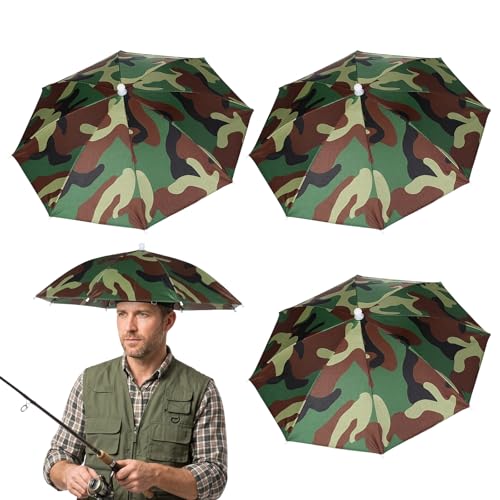 3 Stück Regenschirm Hut Regenschirmhüt Für Erwachsene Kopfschirm Für Angeln Zubehör Schirmhut Mit Regenschutzfunktion Für Outdoor-Angeln Golf Wandern Strand Gartenarbeit Wasserdicht Und Sonne