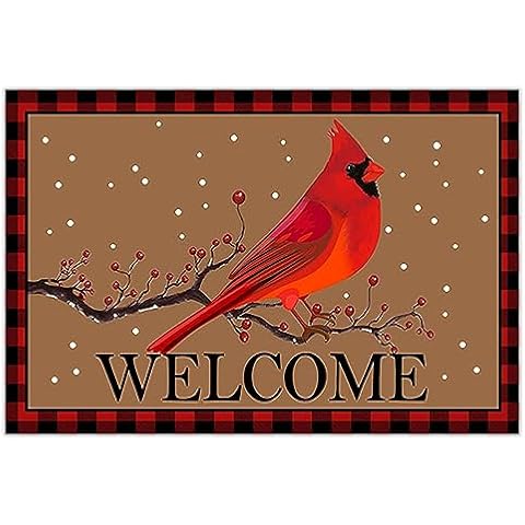 AZNWXY Christmas Buffalo Plaid Door Mat - Merry Christmas Doormat Winter Doormat Welcome Mats, Christmas Outdoor Mat 23.6" x 15.7" Cover