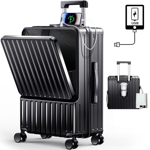 [BARGOHOY] スーツケース フロントオープン 多機能 キャリーケース 軽量...