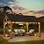 Sunjoy Wood Gazebo 13 x 15 ft. Outdoor Patio Premium Cedar Frame Gazebos with Matte Black Steel Gable Hardtop Roof for Garden, Backyard Shade, Black Roof + Natural Wood Frame