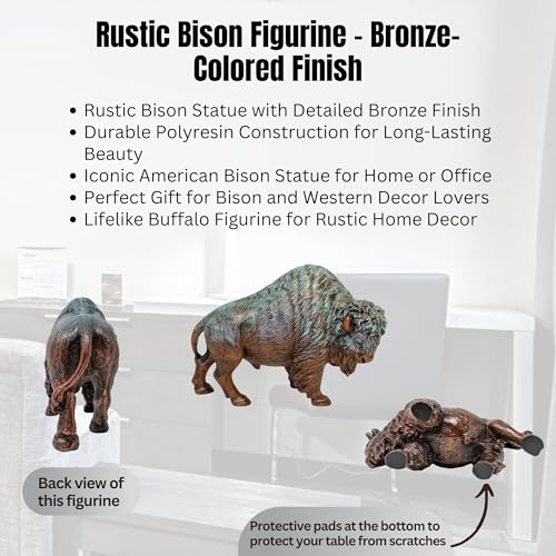 Estatua Rústica de Bisonte de Resina Color Bronce miniatura 2