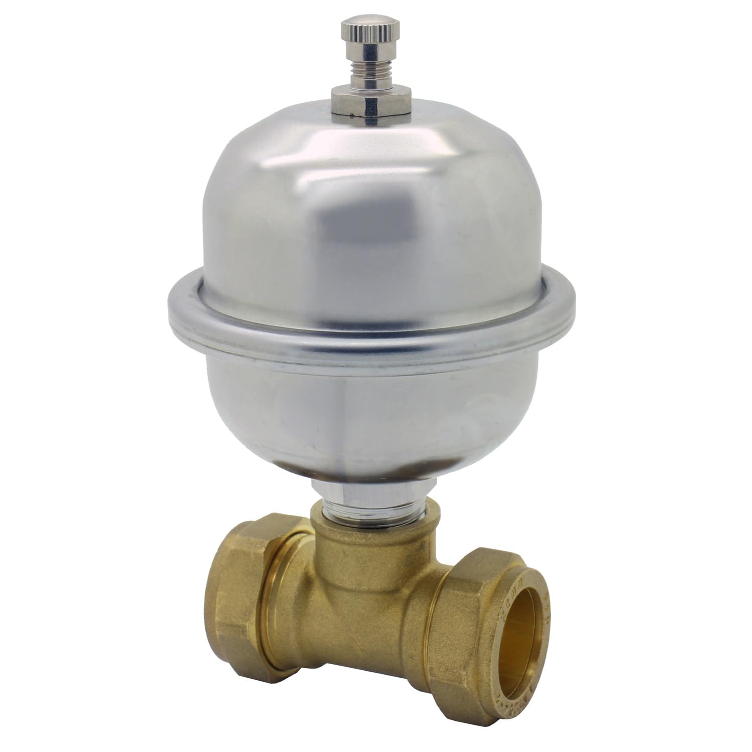 Shock Arrestor 0.16L Mini Expansion Vessel, 15mm Tee, Stainless Steel, Prevents Noisy Pipes, WRAS Approved, 135mm Height, 80mm Diameter (Shock Arrestor + 22mm Tee)