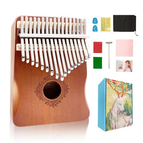ModouString Kalimba 17 Key,Thumb Piano for Adults, Portable Mbira Finger Piano for Birthday Gift Kit with Tuning Hammer, Protective Case, Cleaning Cloth