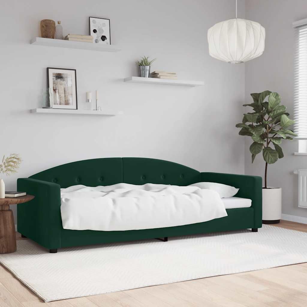 Velluto Trasformabile 2 in 1 Divano Letto Verde Scuro 90x200 cm