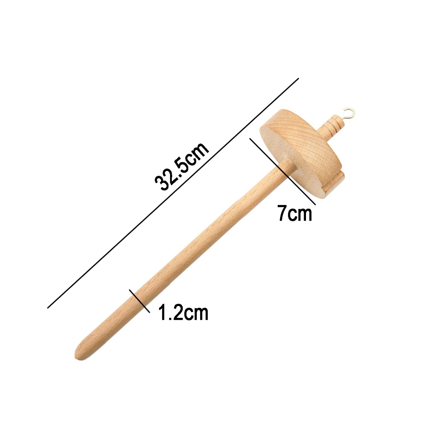 Felicità fatta a mano: set di 2 mandrini a mano in legno con filato Whorl – strumento perfetto per filatura a mano e lana
