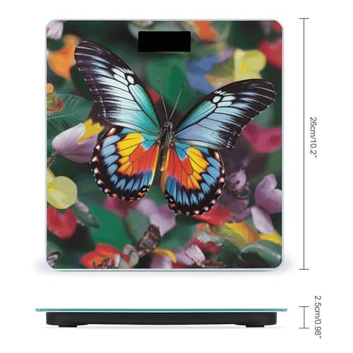 Báscula de baño digital Colorful Butterfly 400lb vidrio templado miniatura 2