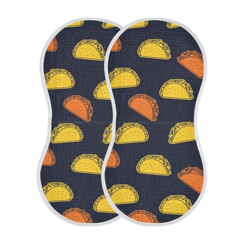 2 Pack Muslin Burp Cloths Taco Black Cotton Baby Burp Cloths Ultra Absorbent and Soft Thick Burping Cloth for Newborn Boys Girls 22