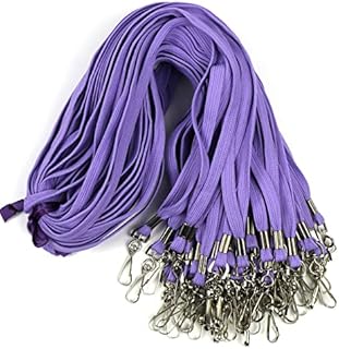 Lanyards 100 Pack Purple Lanyards with Swivel Hook Clips for ID Name Badge Holder (Purple, 100 Pack)