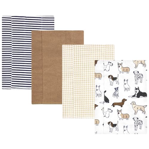 Image of Hudson Baby Unisex Baby Cotton Flannel Burp Cloths, Handsome Dogs, One Size
