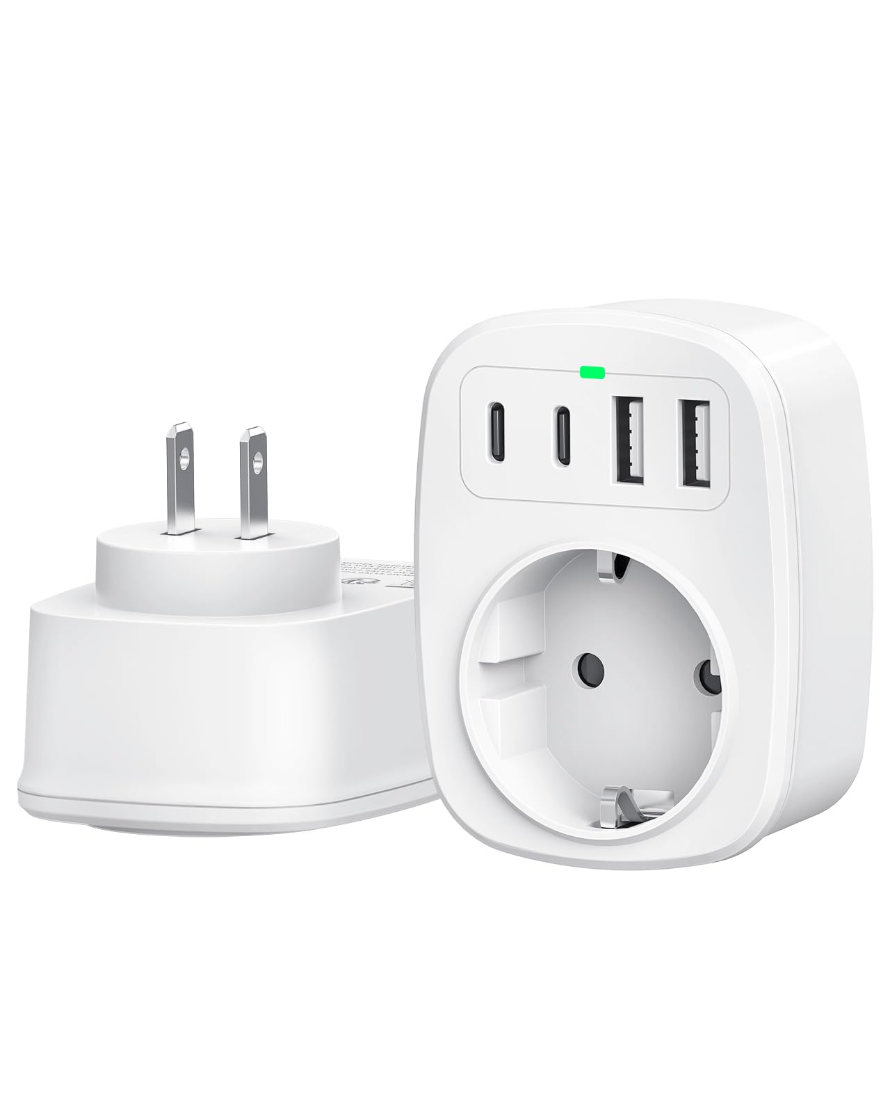 Adaptateur Japon France, Adaptateur de Prise Japon avec 2 USB C et 2 USB A, Adaptateur de Voyage 5 en 1 pour Prise Type A pour JP, USA, Thaïlande, Chine, Canada