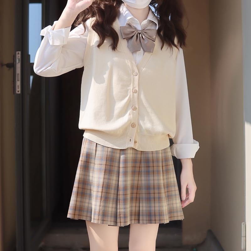 Cute Preppy Aesthetic Knit Sweater Vest for Teen Girls Sleeveless V Neck JK Uniform Pullover Knitwear Kawaii Tank Top4