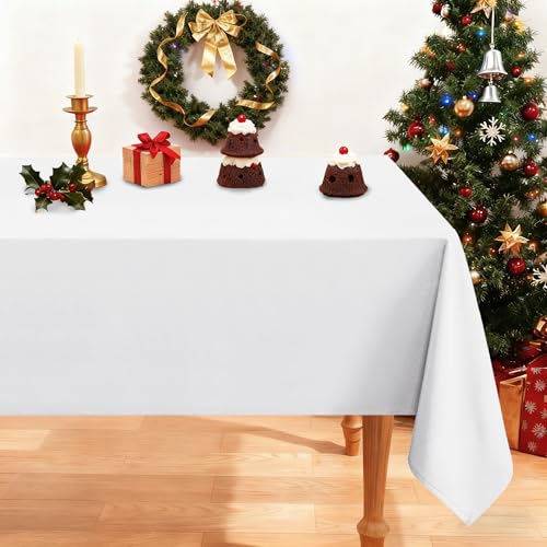 DWCN Weiß Tischdecke Weihnachten 135x200cm Fleckschutz Abwaschbar...