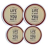 SHMIR Electric Stove Burner Covers Life is What You Bake It Round Range Cooktop for Home Kitchen Cooking Accessories Functional Decorative Stovetops Cookware Supplies Gift Set of 4 (2 Small, 2 Large)