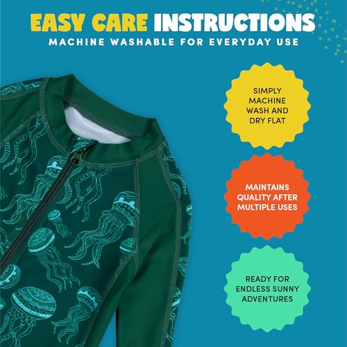 Image of SwimZip UPF50+ Boys Swim Shirt, Long Sleeve One Piece Kids Sunsuit