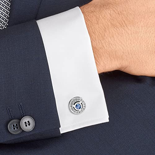 Mr.Van Classic Elegant Cufflinks with Crystal – 16mm Round Vintage Style Men's Dress Accessories for Wedding & Formal Occasions3