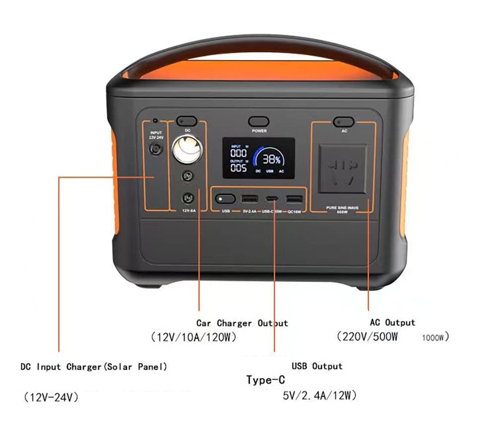 Centrale électrique portable 500 Wh, batterie de secours au lithium, générateur solaire avec 2 prises secteur 220 V 500 W à onde sinusoïdale pure, pour camping, aventure, voyage, chasse, panne de co