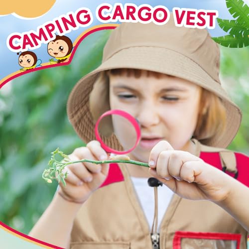Image of Ramede Kids Safari Explorer Vest and Hat Explorer Costume | for Fishing Adventures Camping Boy Girls Cosplay