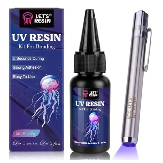 LET'S RESIN UV Resin Kit with Light, Bonding&Curing in Seconds, 30g UV Resin with Flashlight for Welding, Jewelry UV Glue Adhesive for Plastic Repair, Glass Light, Craft Decor