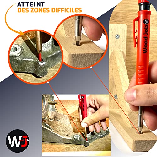Crayon de Chantier Professionnel Extensible et Solide INCLUS Boite de rangement avec 7 Mines 3 couleurs+taille mine-différent matériaux : Menuiserie Bois Béton Metal Traçage Dessin Outillage Bricolage – Image 5