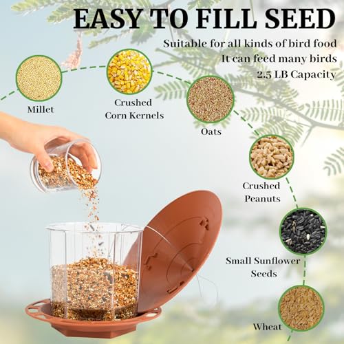 Yomideayard Bird Feeders For Outdoors Squirrel Proof Bird Feeder Hanging For Outside, Wild Bird Feeders Garden Yard Decoration thumb #2