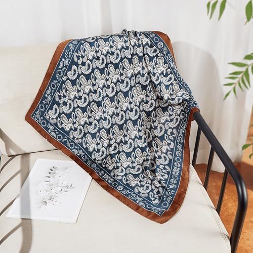 Satin Head Scarf for Women Like Silk Hair Scarf Printed Square Scarf Bandanas for Sleeping and Daily Styling 27.5"3