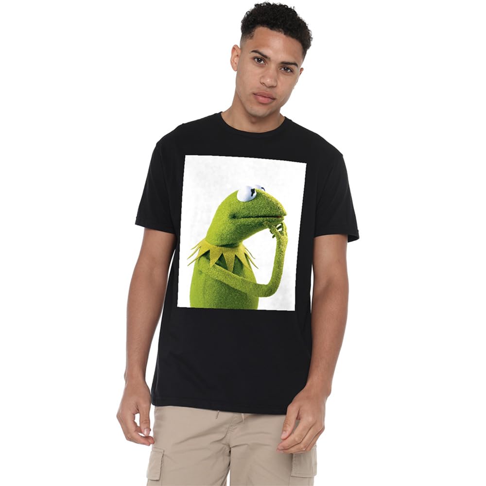 Muppets Disney The Kermit The Frog Ponder Unisex T-Shirt, Black, Medium