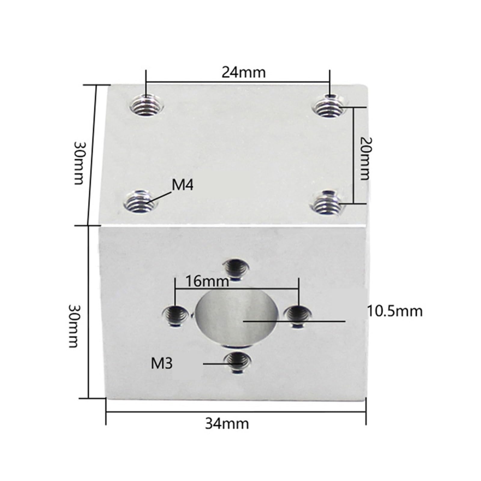 Metal Ball Screw nut end Processing Nut Housing Bracket for 8mm T8 Trapezoidal Lead Screw Conversion Nut Seat Aluminum Block 3D Printing Parts Engraving Machine
